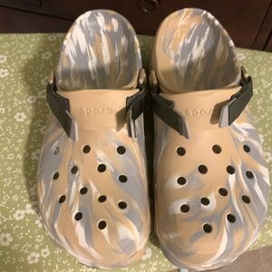 Size 13 adjustable strap camouflage Crocs